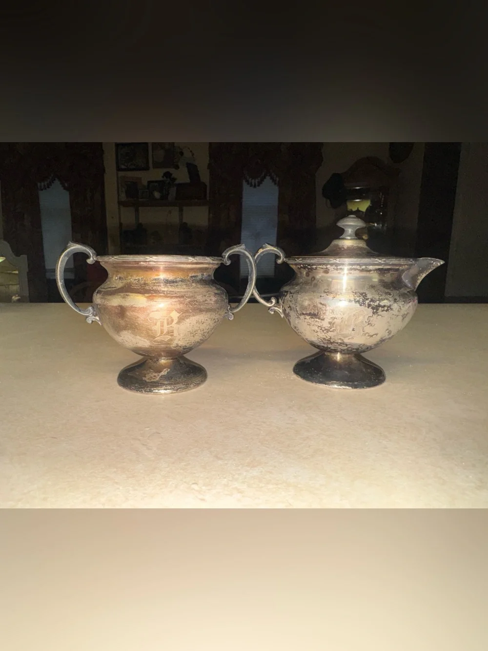 Vintage Apollo Sheffield nickel silver creamer and sugar bowls dishes with lid